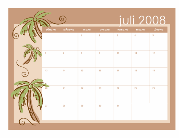 Skolkalender för 2008-2009 (månadsteman, 13 sidor, juli-juli)