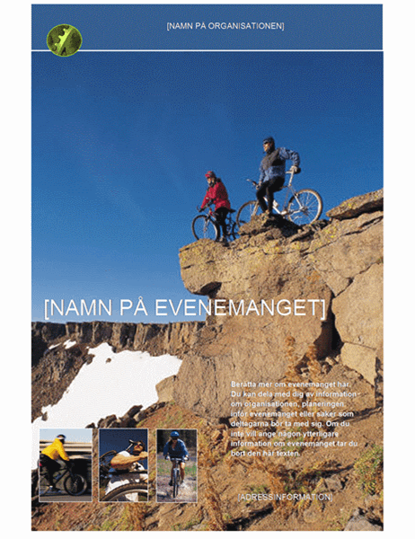 Reklamblad om idrottsevenemang utomhus