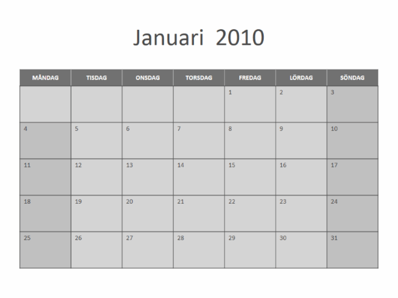 Kalender för 2010 (må-sö)