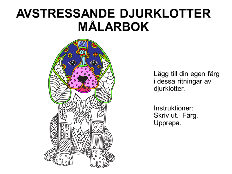 Avstressande djurklotter, målarbok Avstressande djurklotter, målarbok