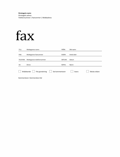 Försättsblad för fax (professionell design)