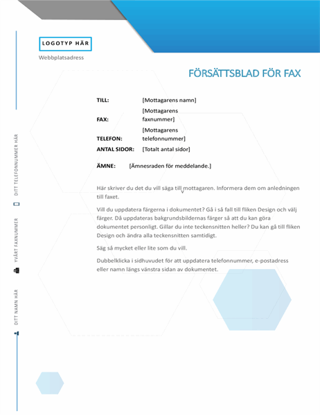 Försättsblad för fax, Hexagon