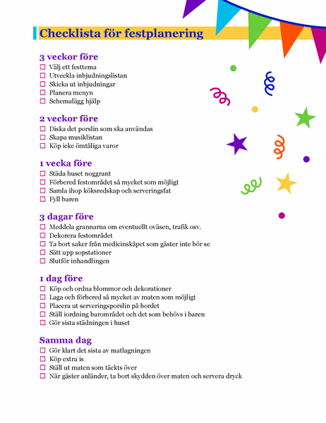 Checklista för festplanering