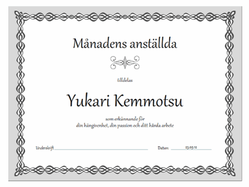 Diplom, Månadens anställd (grå kedjedesign) Diplom, Månadens anställd (grå kedjedesign)