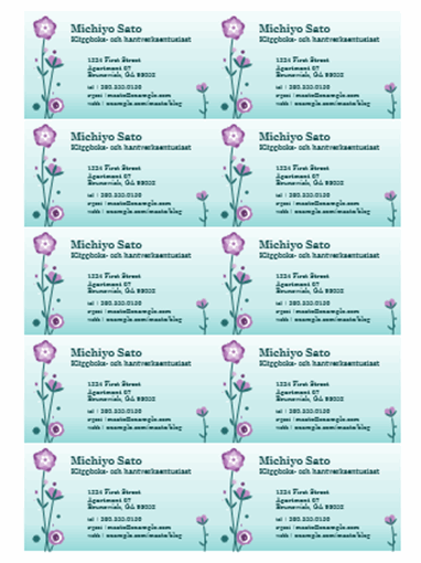Visitkort (illustration av blomma, 10 per sida)