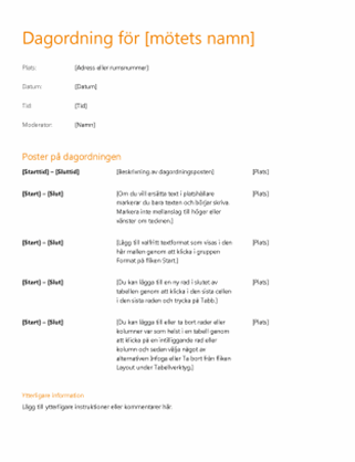 Dagordning för affärsmöten (orange design)