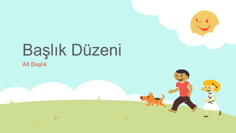 Oynayan çocuklar eğitim sunusu tasarımı (çizgi karakterler, geniş ekran) Oynayan çocuklar eğitim sunusu tasarımı (çizgi karakterler, geniş ekran)