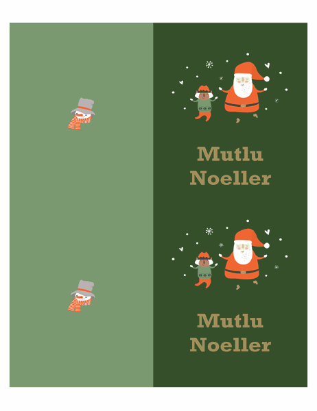 Noel kartları (Noel Ruhu tasarımlı, sayfa başına 2 adet, Avery kağıdı için)
