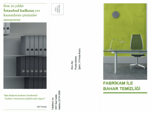 Üçe katlı iş broşürü (yeşil, siyah tasarım)