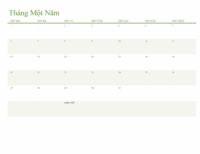 Lịch năm bất kỳ (mỗi tab 1 tháng)