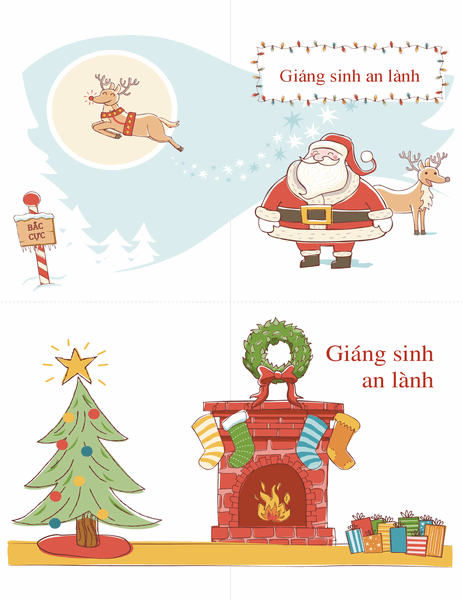 Thiếp Giáng sinh (Thiết kế mang không khí Giáng sinh, 2 thiếp mỗi trang)
