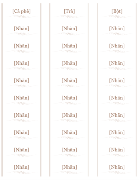 Nhãn lọ (Thiết kế dụng cụ, 30 nhãn một trang, hoạt động được với Avery 5160) Nhãn lọ (Thiết kế dụng cụ, 30 nhãn một trang, hoạt động được với Avery 5160)