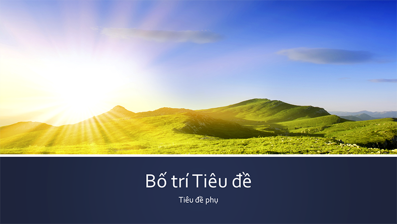 Bản trình bày tự nhiên có dải băng màu lam với ảnh bình minh trên núi (màn hình rộng) Bản trình bày tự nhiên có dải băng màu lam với ảnh bình minh trên núi (màn hình rộng)