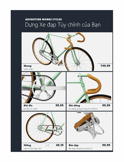 Danh mục sản phẩm Excel 3D (Mô hình xe đạp)