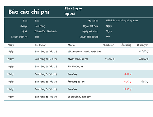 Báo cáo chi phí